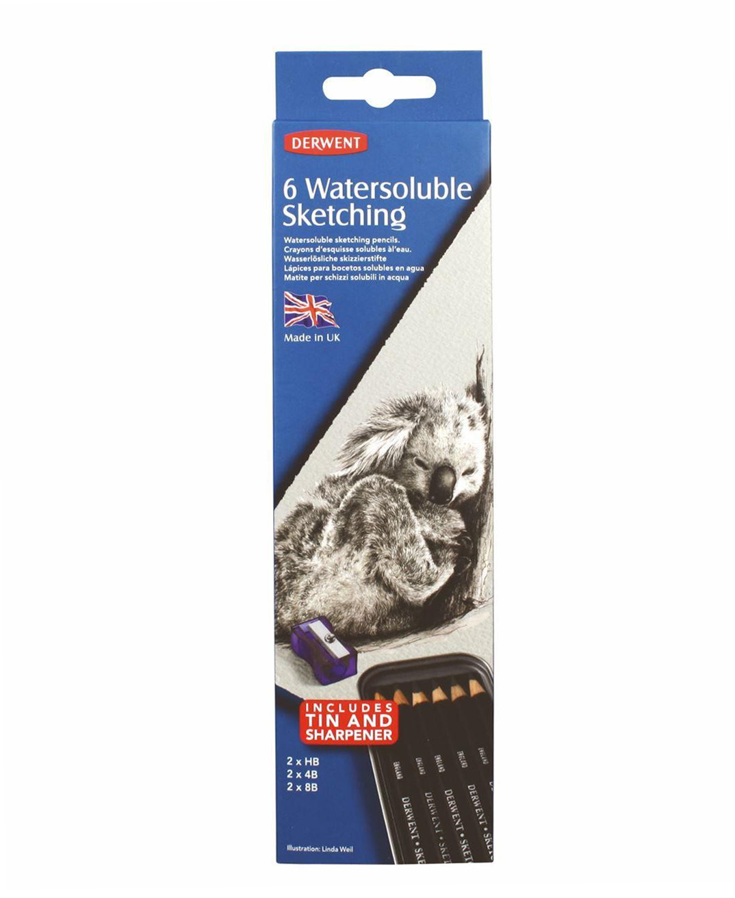 Derwent Sketching Pencils Water Soluble Sketching Tin of 6 - Al Masam Stationery LLC Main image