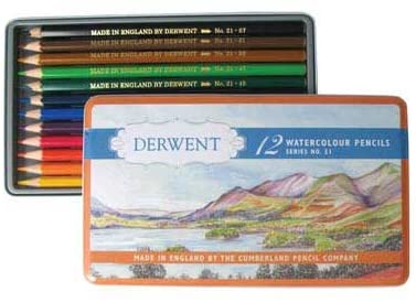 Derwent Vintage Watercolour Pencils Tin of 12 - Al Masam Stationery LLC Main image