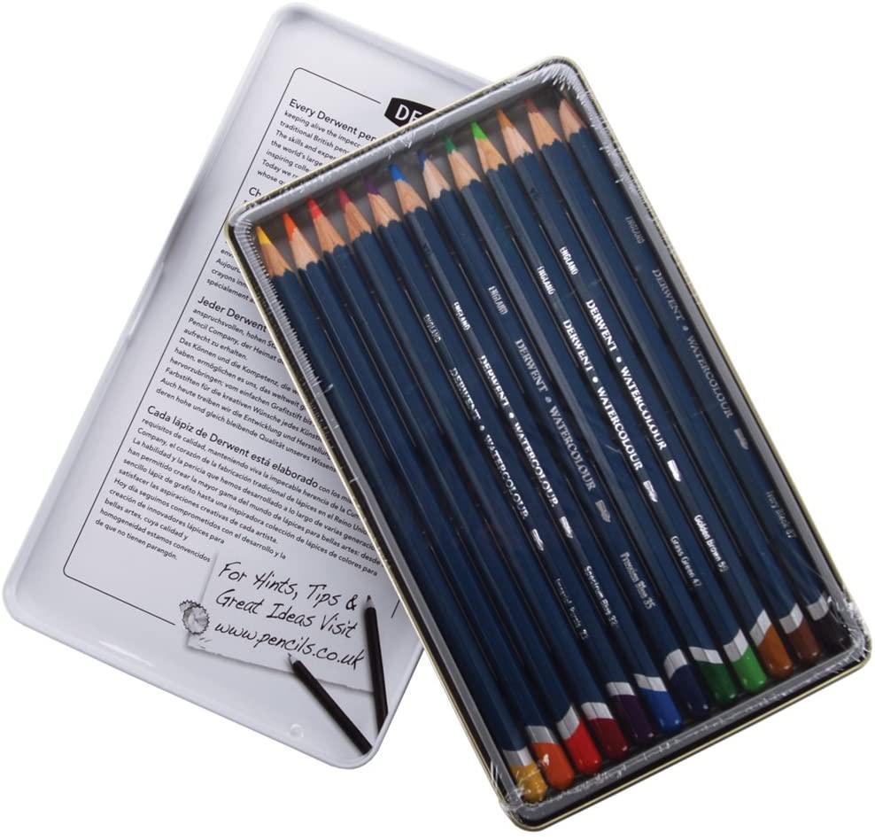 Derwent Watercolor Pencil Tin, 12-Pack - Al Masam Stationery LLC Main image
