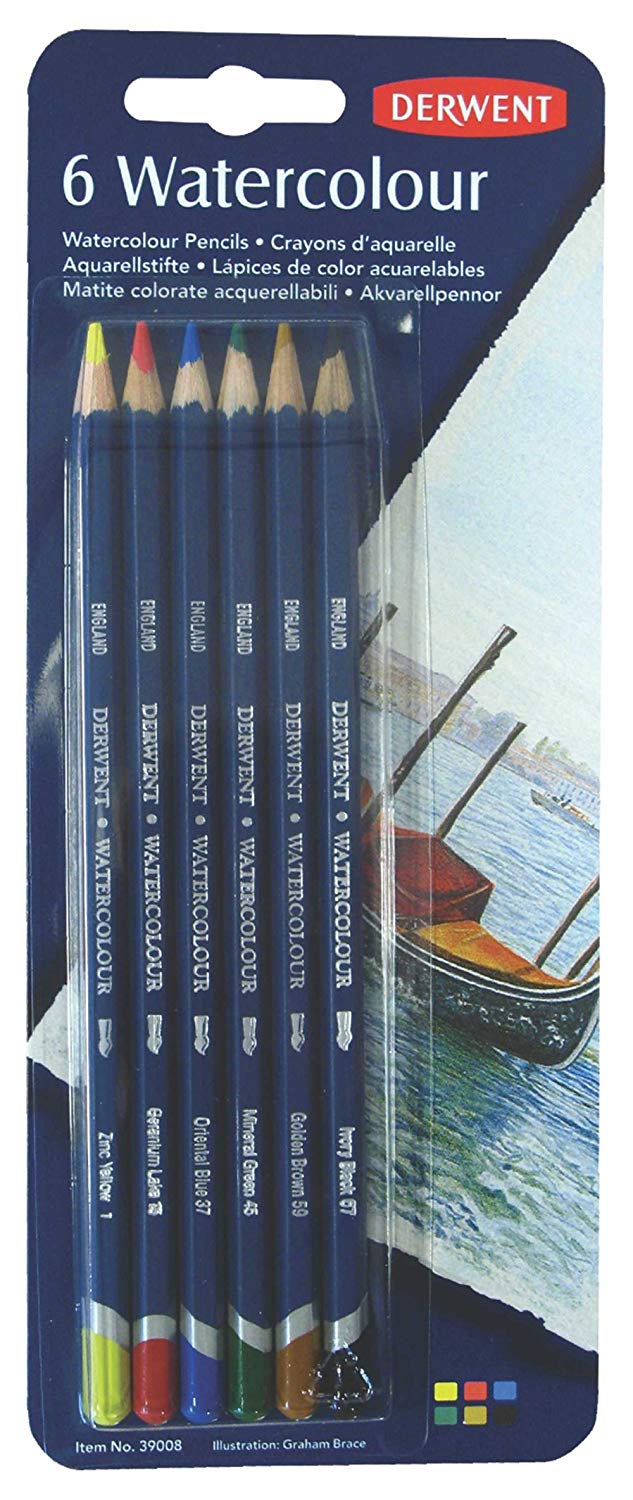 Derwent Watercolor Pencils Blister Pack of 6 - Al Masam Stationery LLC Main image