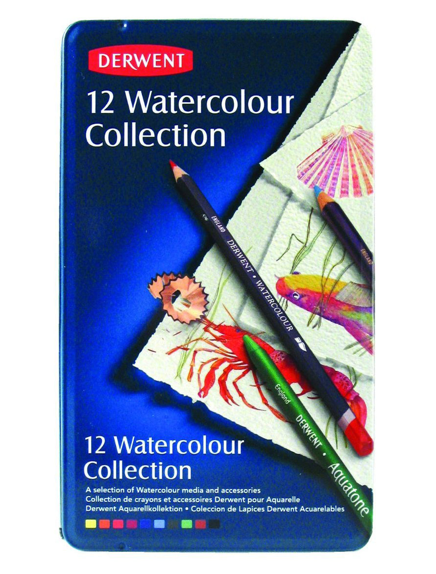 Derwent Watercolor Pencils Collection tin of 12 - Al Masam Stationery LLC Main image