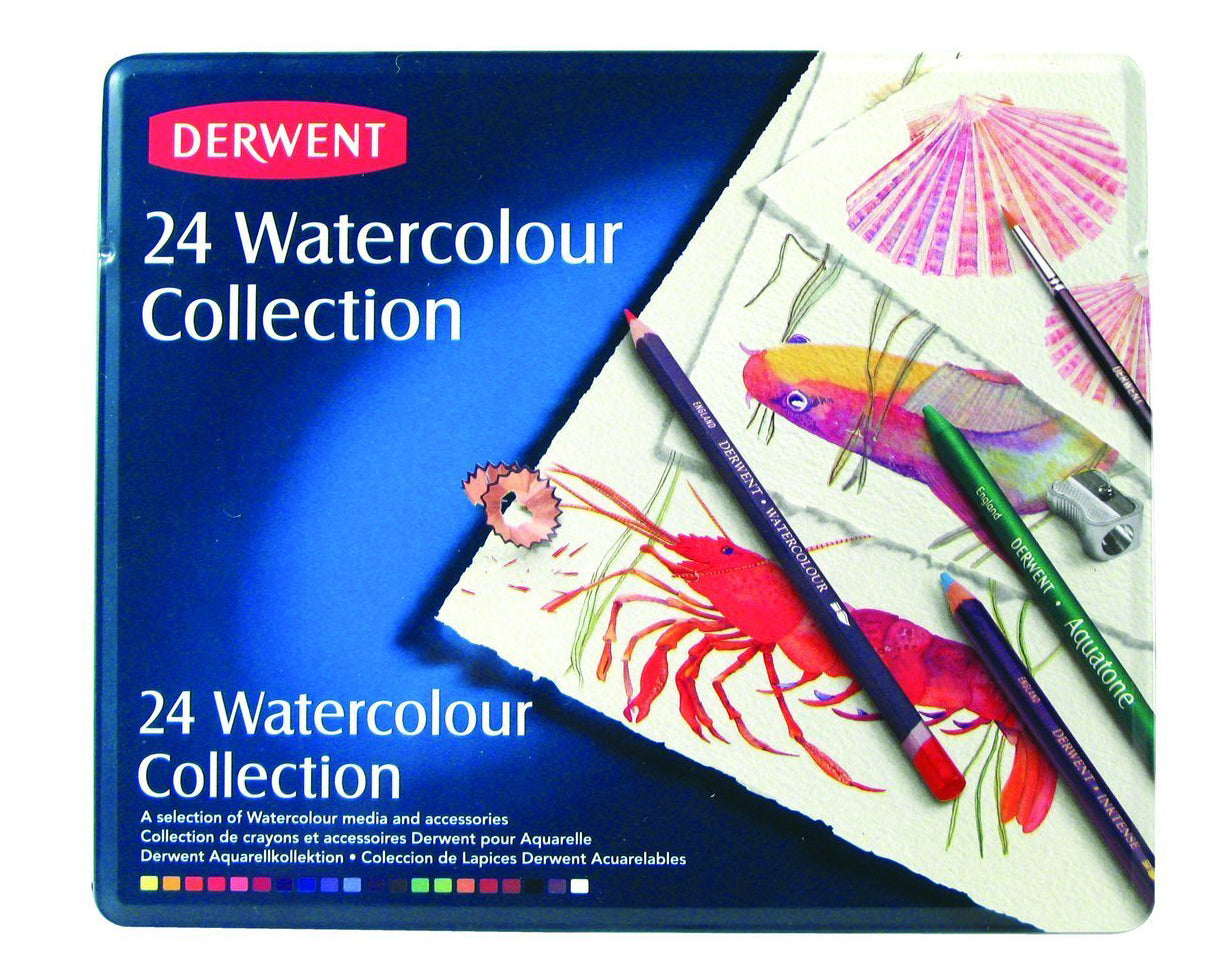 Derwent Watercolor Pencils Collection tin of 24 - Al Masam Stationery LLC Main image