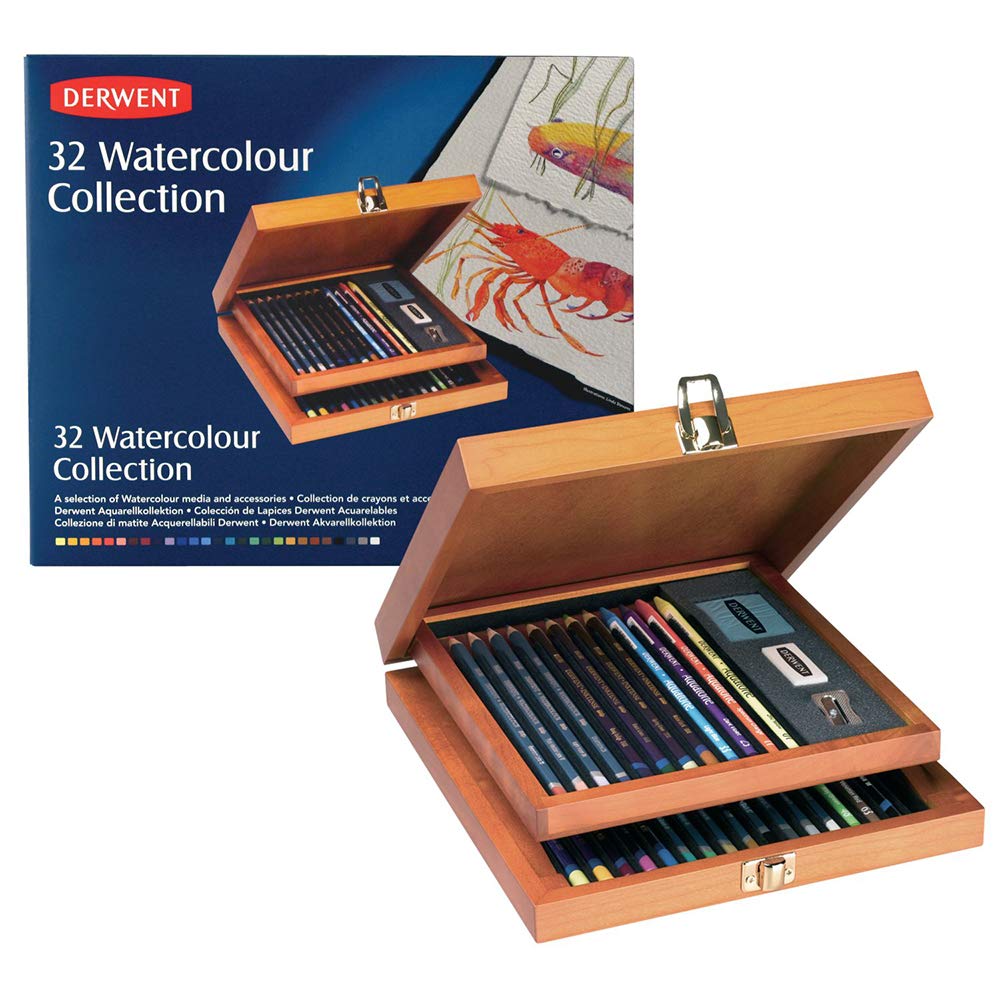 Derwent Watercolour Collection Pencil in Wooden Box - Al Masam Stationery LLC Main image