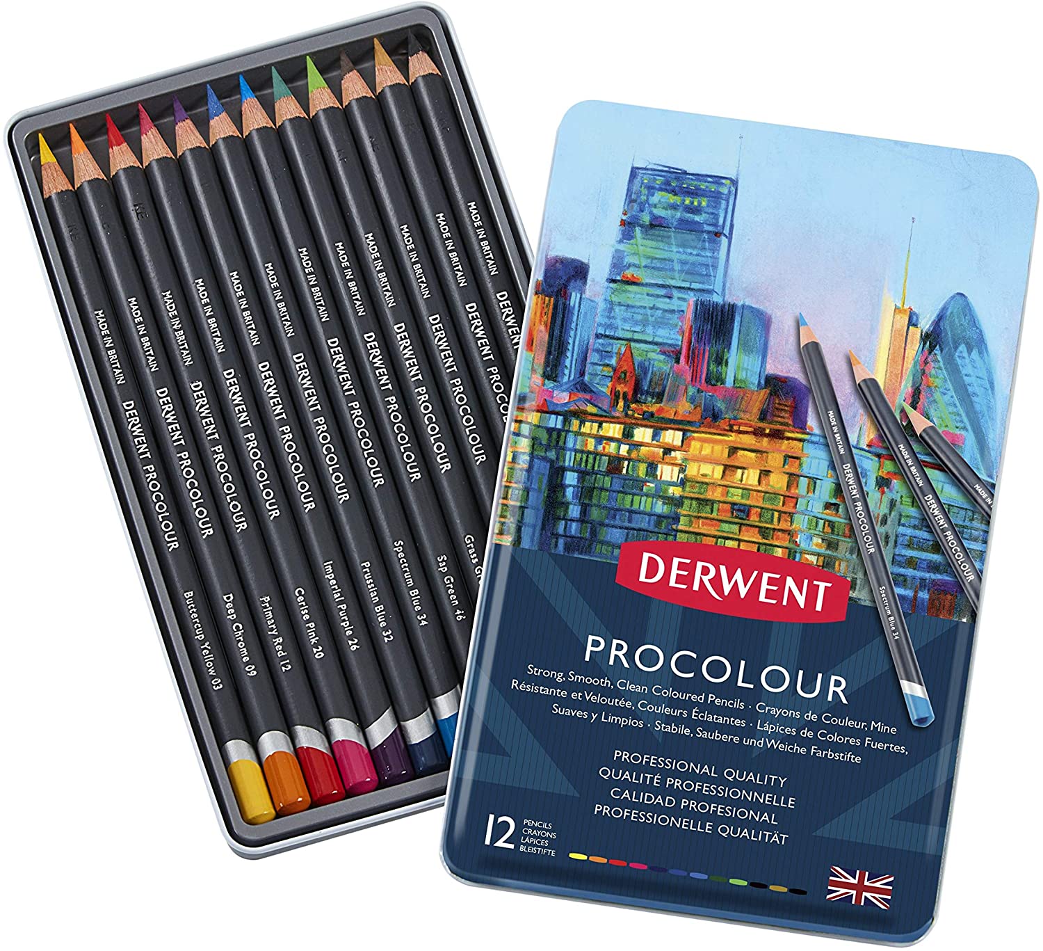 Derwent Colored Pencils Tin 12 Count - Al Masam Stationery LLC Main image