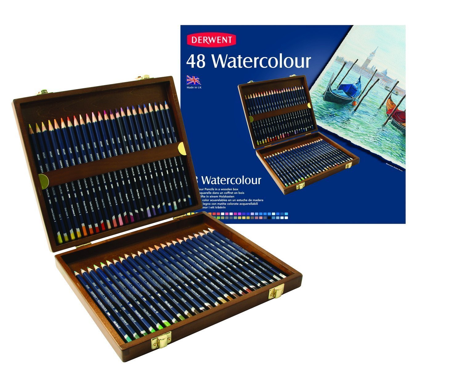 Derwent Watercolor Pencils Wooden box of 48 - Al Masam Stationery LLC Main image