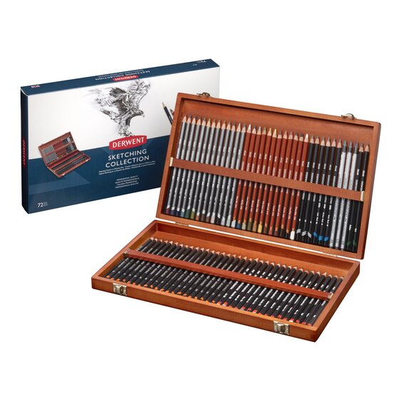 Derwent Sketching Pencils, Wooden Box, 72 Count - Al Masam Stationery LLC Main image