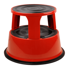 DesQ Metal Step Stool with Castors Roll-a-Step | Metal | Red - Al Masam Stationery LLC