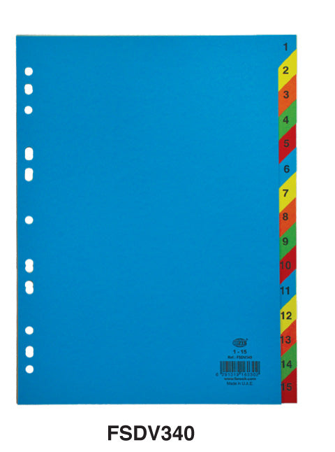 Divider Paper (1-15) A4 Colour with number - Al Masam Stationery LLC