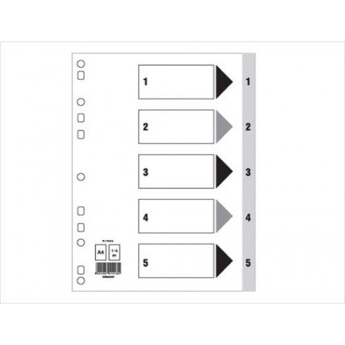 Divider(1-5)PVC A4 Gray - Al Masam Stationery LLC