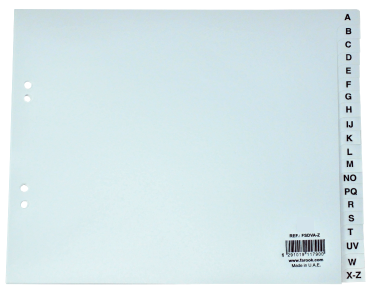 Divider Pvc A5 (A-Z) PVC  grey - Al Masam Stationery LLC