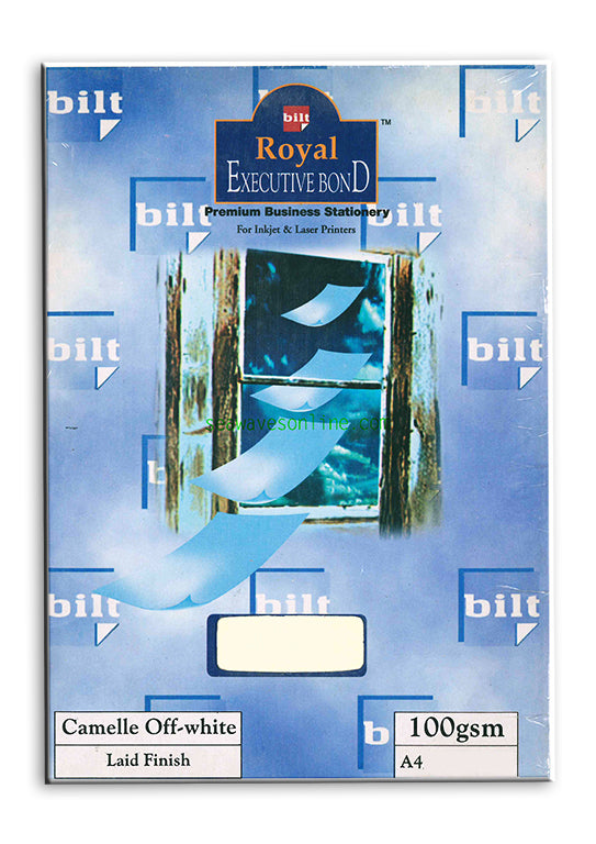 A4 Royal Exec.Bond Paper 100gsm-Camele Off White (Pack of 100) Laid Texture (lines) / Plain - Al Masam Stationery LLC