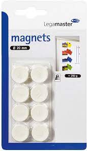 LEGAMASTER MAGNETS ROUND 20 MM PACK OF 8 WHITE - Al Masam Stationery LLC