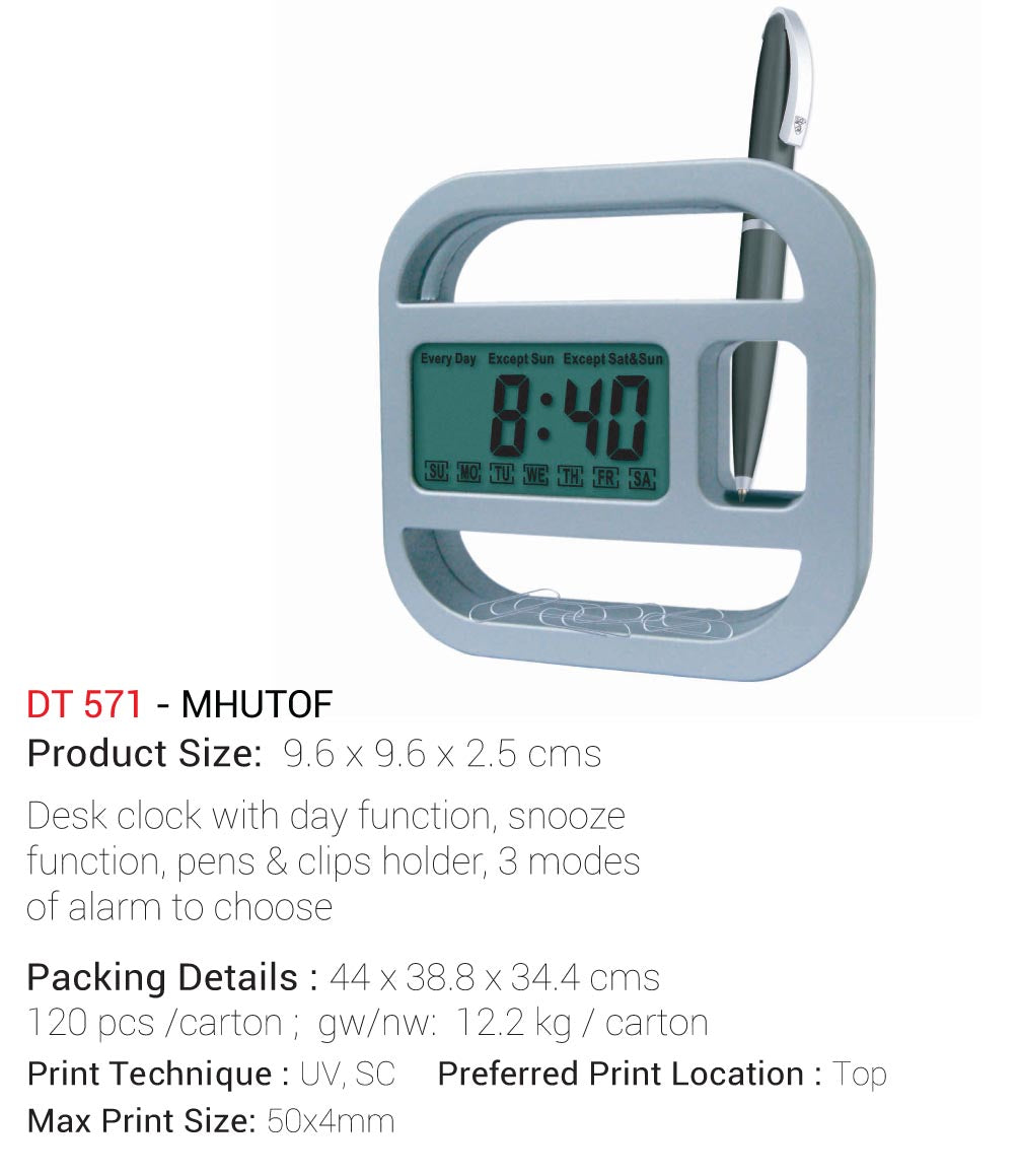 AMS- DT 571 MHUTOF Desk Clock with Day Function - Al Masam Stationery LLC