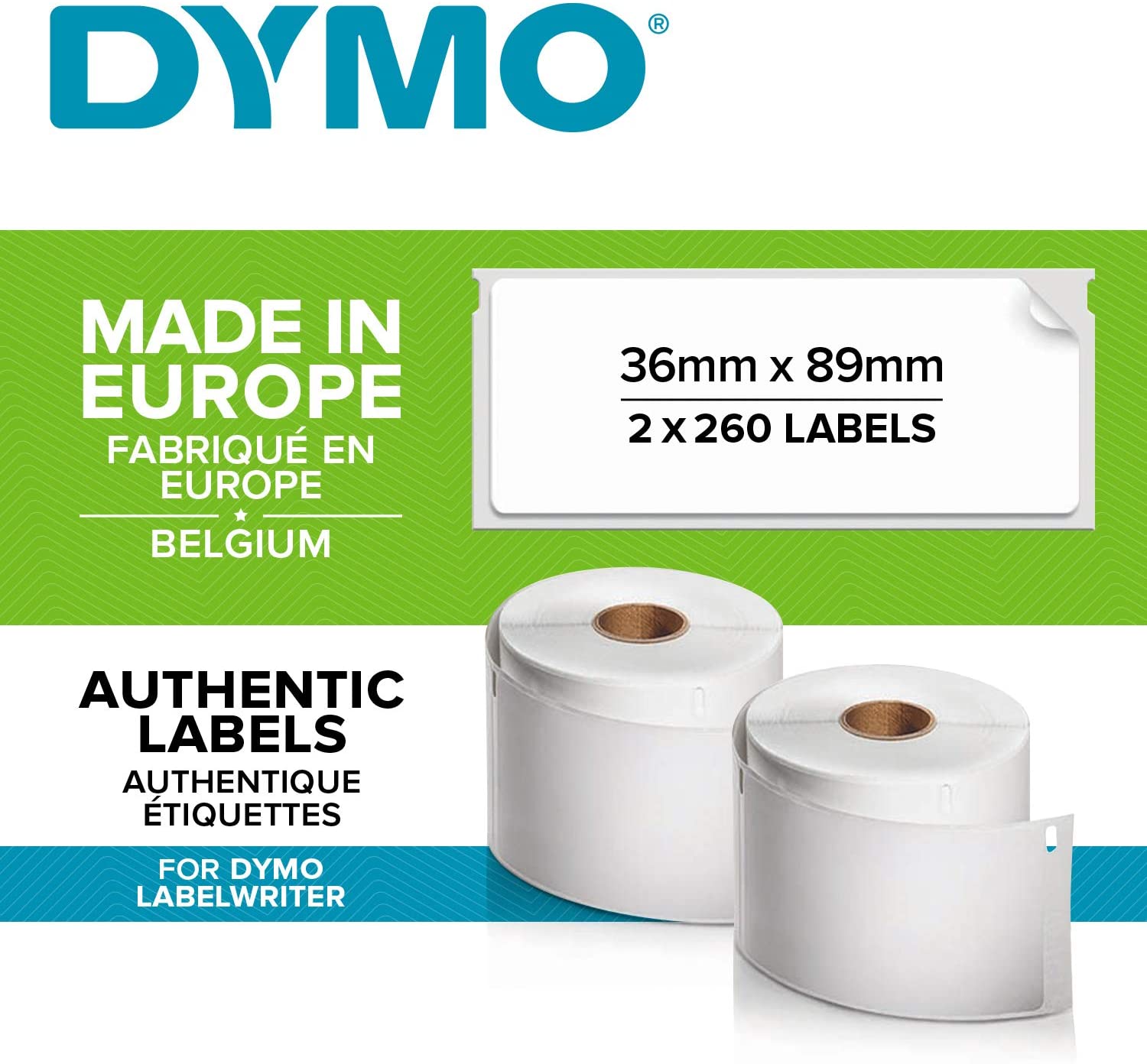 DYMO ADD.LABEL 36X89MM 2X260 - Al Masam Stationery LLC Main image