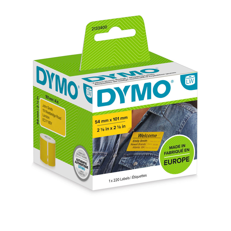 DYMO LABEL 54X101MM 220 LABELS YELLOW - (DY2133400) Main image