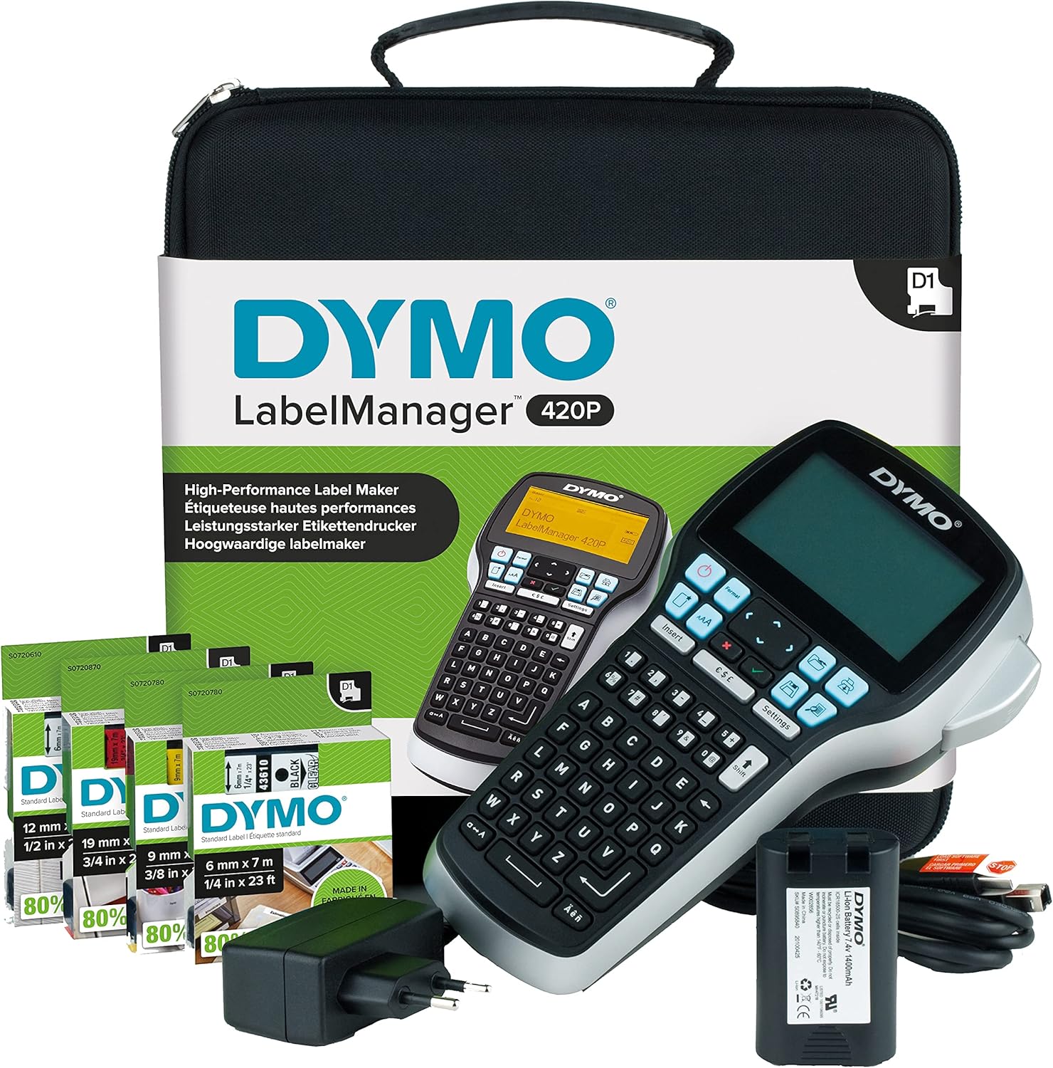 DYMO LABEL MANAGER 420P PRINTER EU/UK KIT WITH 4 TAPES - (DYS0915480) Main image