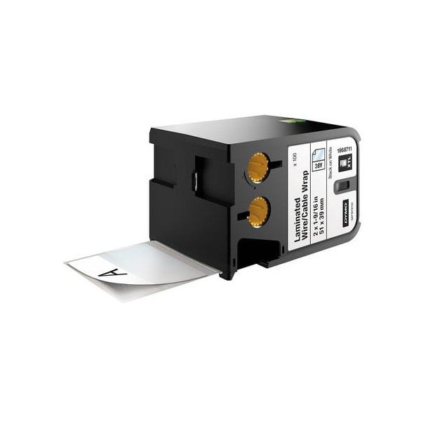 Dymo Label Wrap, Laminated, Vinyl Black on White 51 X 39mm - (DY1868711)