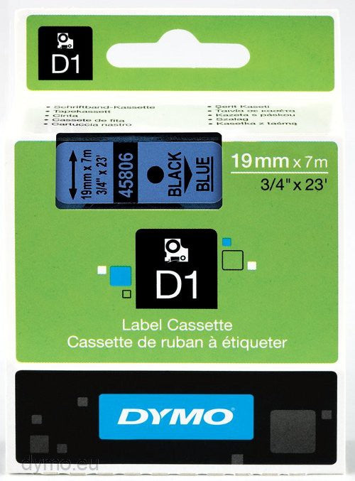 Dymo Labelling Tapes (19mmx7m) D1 Black Printing on Blue lable -45806 - Al Masam Stationery LLC