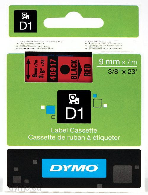 Dymo Labelling Tapes (9mmx7m) D1 Black Printing on Red lable -40917 - Al Masam Stationery LLC