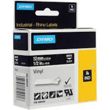 Dymo RH TP 12mm White/black Vinyl Label - Al Masam Stationery LLC Main image