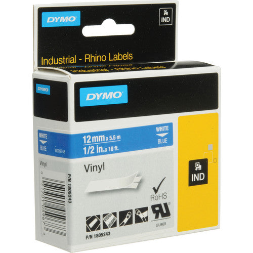 DYMO RH TP 12mm White/Blue Vinyl - Al Masam Stationery LLC Main image
