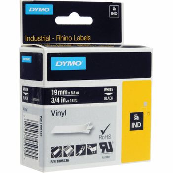 Dymo RH TP 19mm White/black Vinyl - Al Masam Stationery LLC Main image