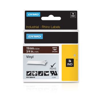 Dymo RH TP 19mm White/Brown Vinyl - Al Masam Stationery LLC