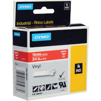 DYMO Rh Tp 19mm White/red Vinyl - Al Masam Stationery LLC Main image