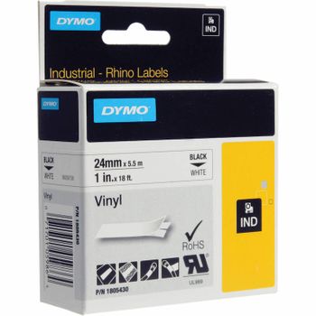 DYMO RH TP 24mm Black/White Vinyl Label - Al Masam Stationery LLC Main image