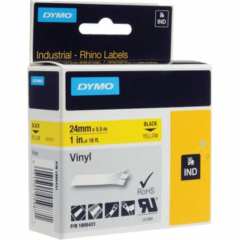 DYMO RH TP 24mm Black/Yellow Vinyl Label - Al Masam Stationery LLC Main image