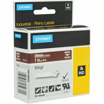 DYMO RH TP 24mm White/Brown Vinyl - Al Masam Stationery LLC Main image