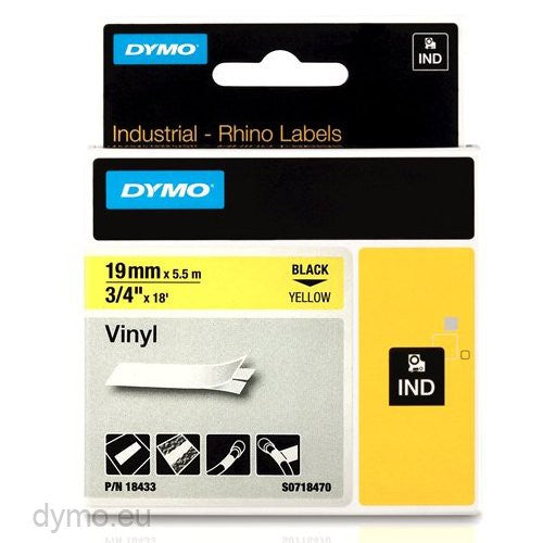 DYMO RH VINY YEL 19mm (18433) - Al Masam Stationery LLC