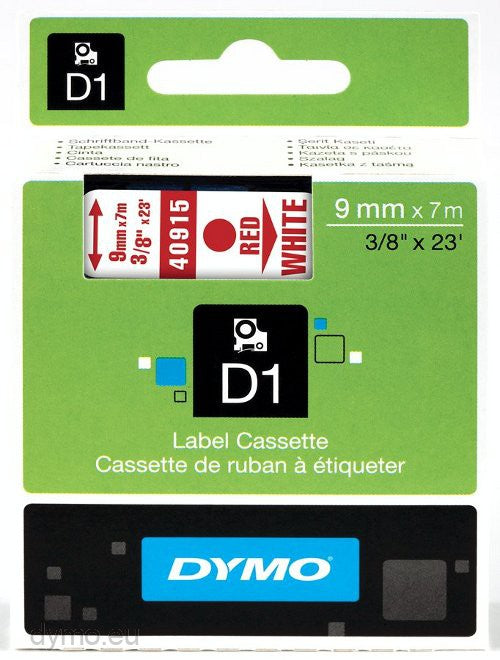 DYMO TAPE 9MMX7M RED ON WHITE D1 - (DYS0720700) Main image