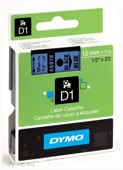 Dymo S0720560 D1 45016 Tape 12mm x 7m Black on Blue - Al Masam Stationery LLC