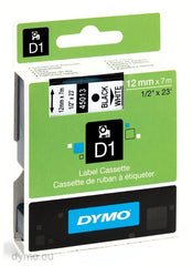 Dymo Labelling Tapes (12mmx7m) D1 Black Printing on White lable -45013