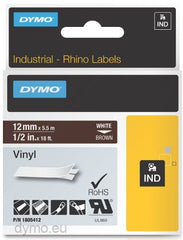 Dymo RH TP 12mm White/Brown Vinyl - Al Masam Stationery LLC
