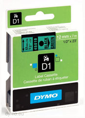 Dymo Labelling Tapes (12mmx7m) D1 Black Printing on Green lable -45019