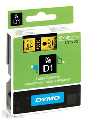 Dymo Labelling Tapes (12mmx7m) D1 Black Printing on yellow lable -45018