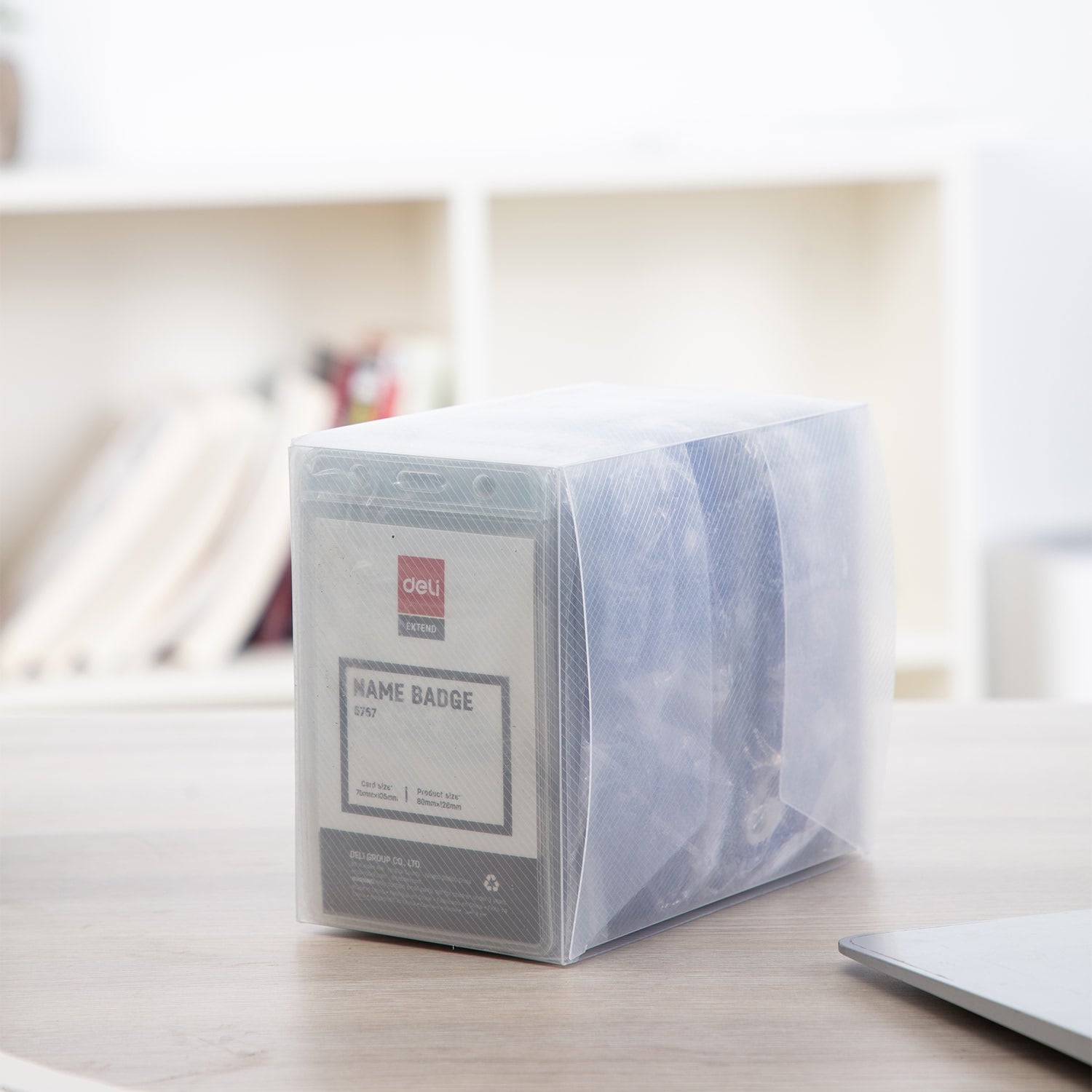 Deli PVC Lanyard Name Badge Vertical 68×95mm - Al Masam Stationery LLC