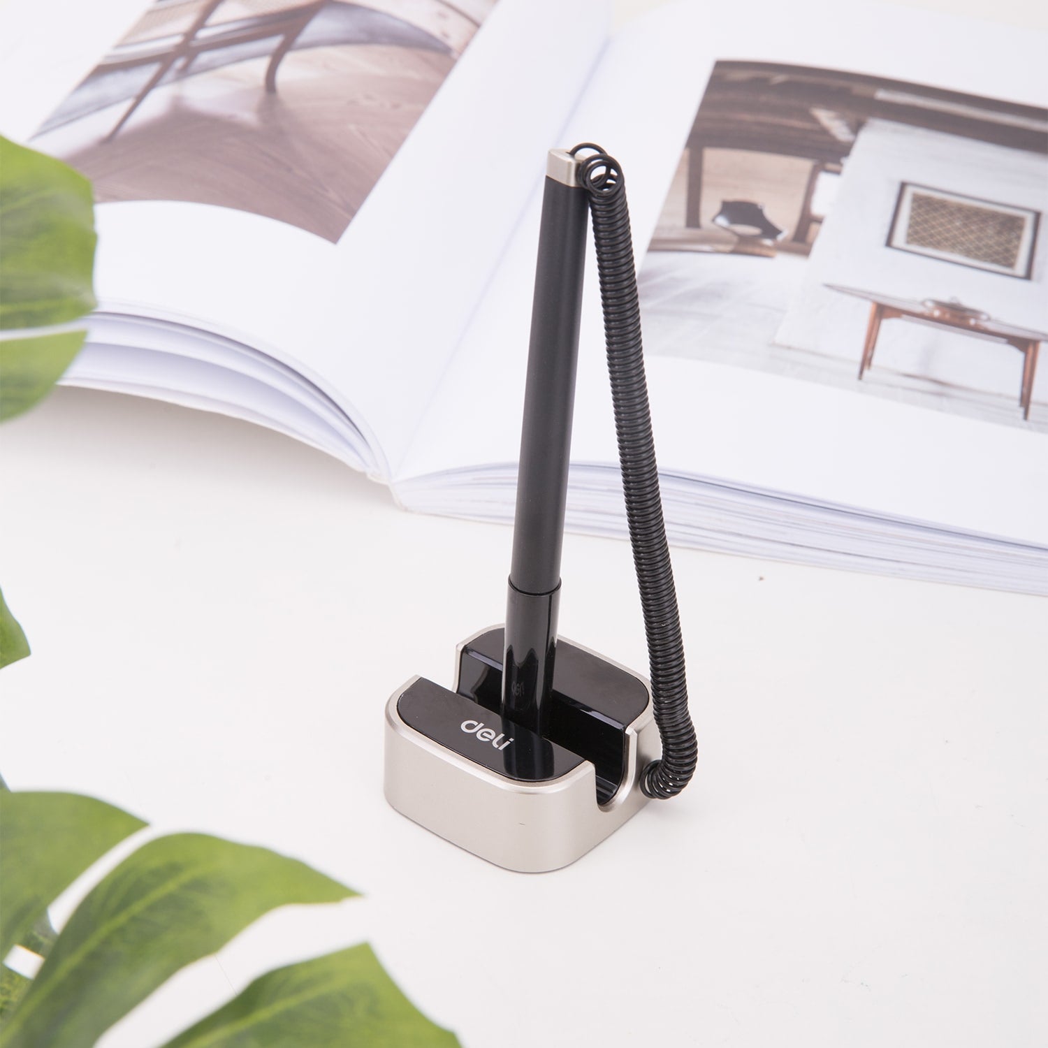 Deli  Desk Pen Stand Gel Pen 0.7mm Black - Al Masam Stationery LLC