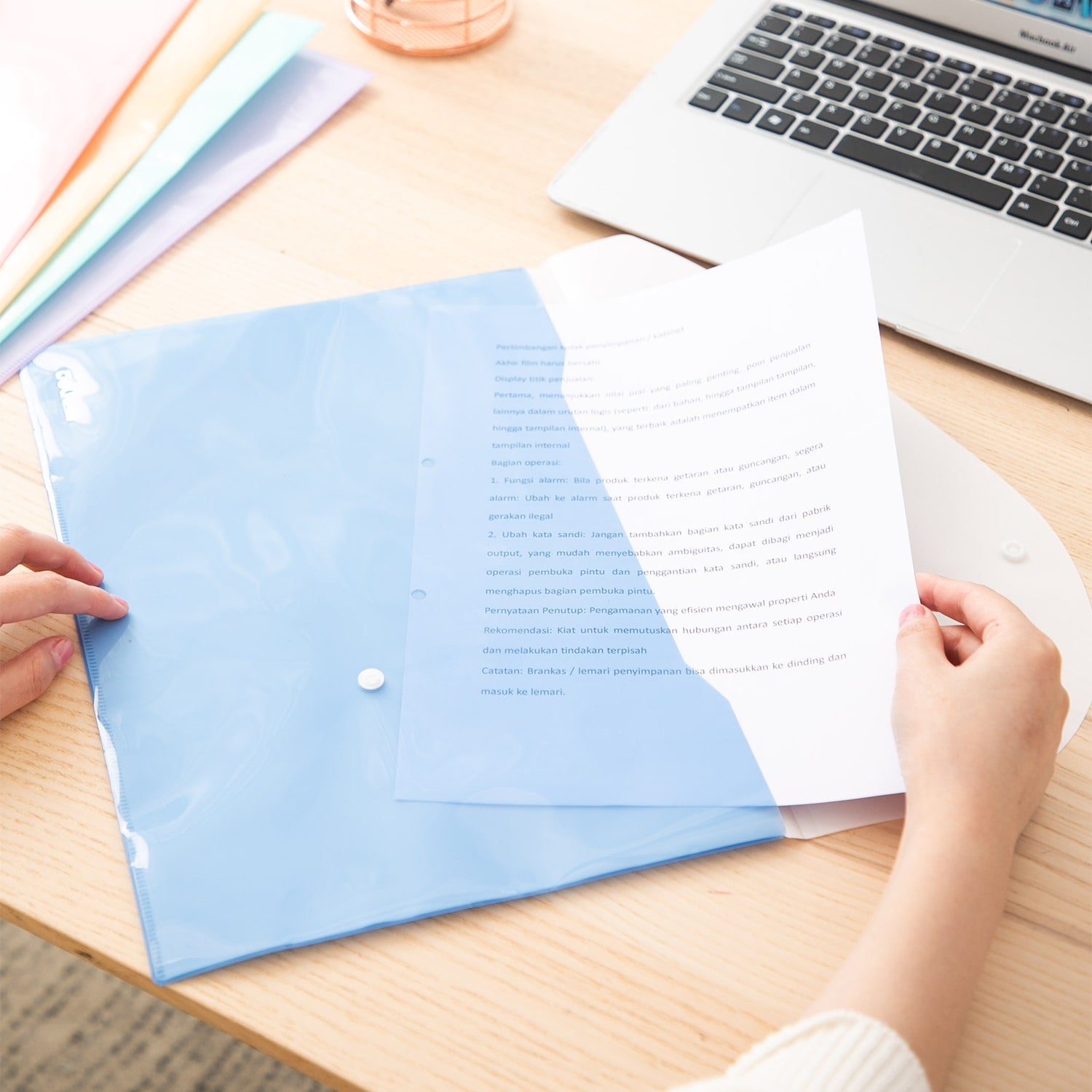 Deli 2P File Bag Snap FC 5C - Al Masam Stationery LLC