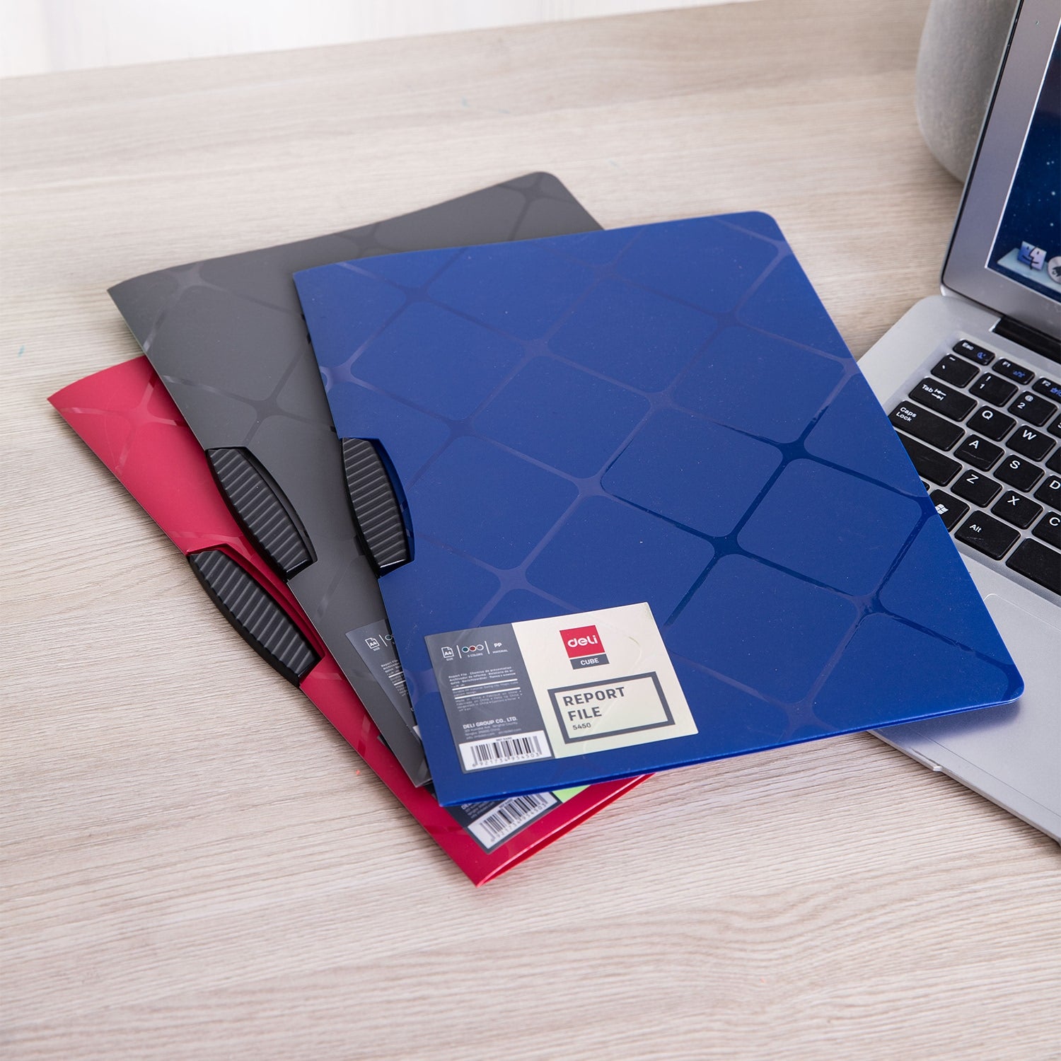 Deli Cube Report File Swing Clip A4 3C - Al Masam Stationery LLC