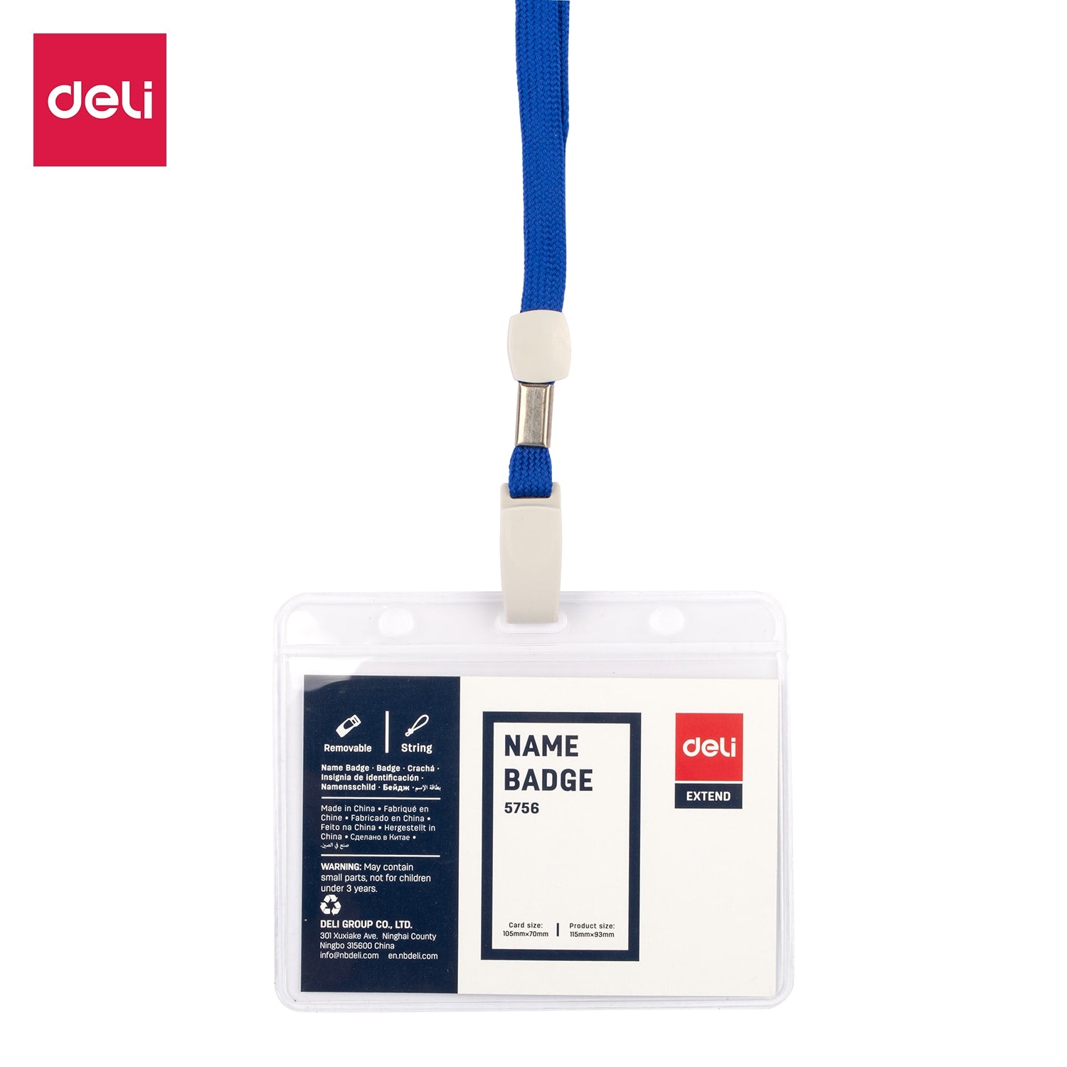 Deli PVC Lanyard Name Badge Horizontal 95×68mm - Al Masam Stationery LLC