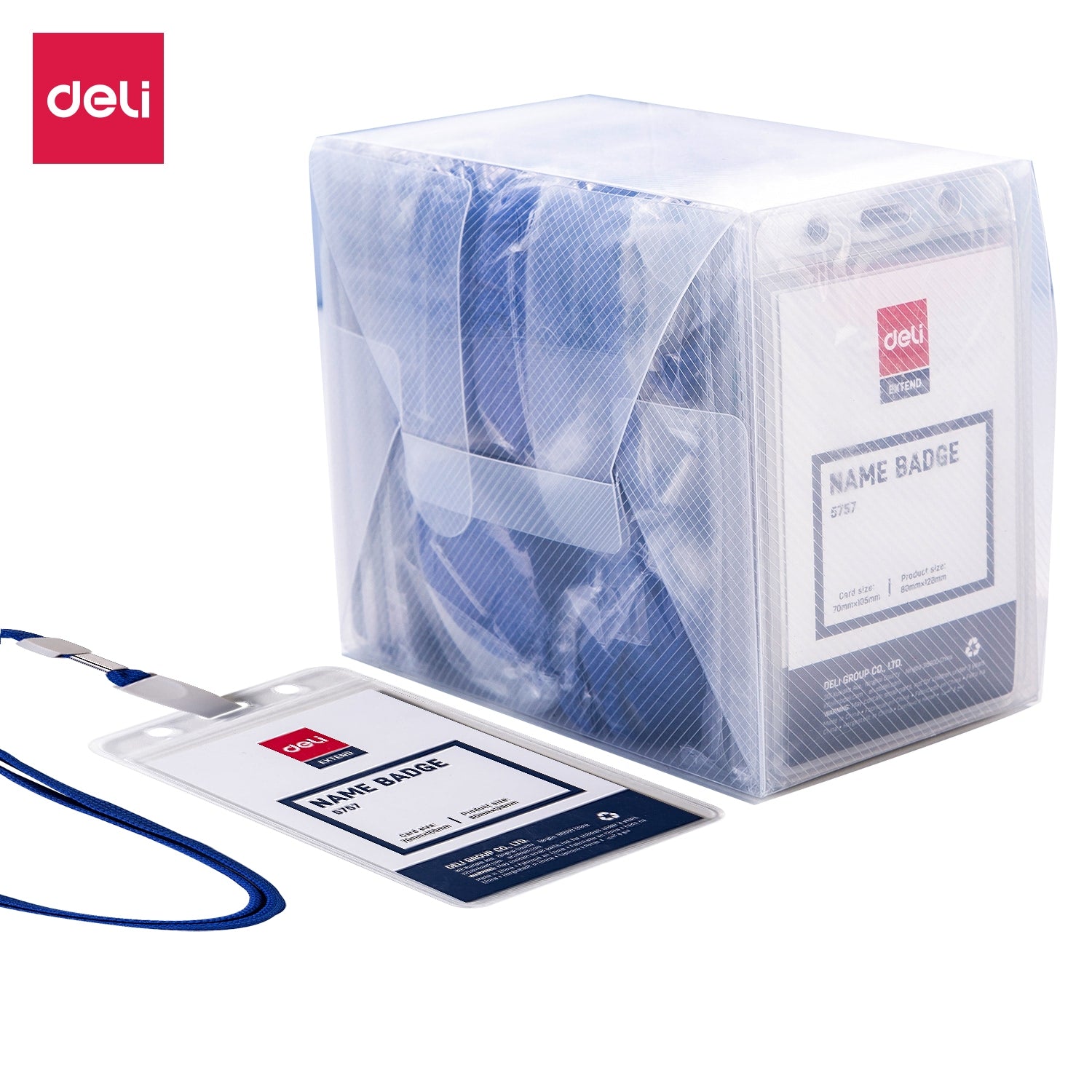 Deli PVC Lanyard Name Badge Vertical 68×95mm - Al Masam Stationery LLC