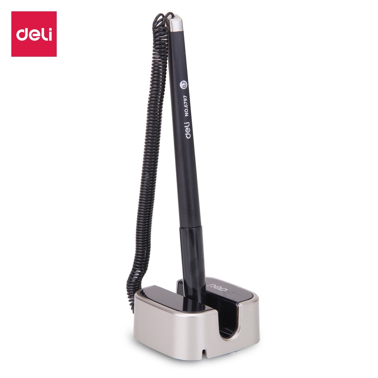 Deli  Desk Pen Stand Gel Pen 0.7mm Black - Al Masam Stationery LLC