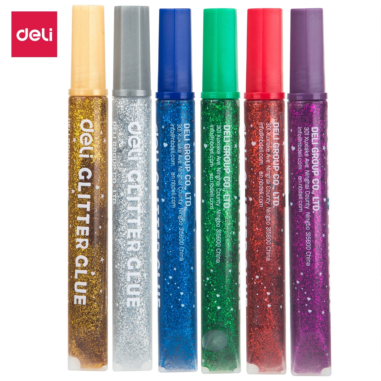 Deli Glitter Glue 12ML x 6 Colours - Al Masam Stationery LLC