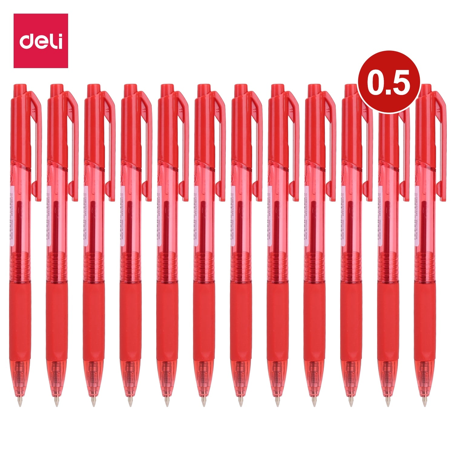 Deli Ball Point Pen Bullet tip 0.5mm - (Red) - Al Masam Stationery LLC