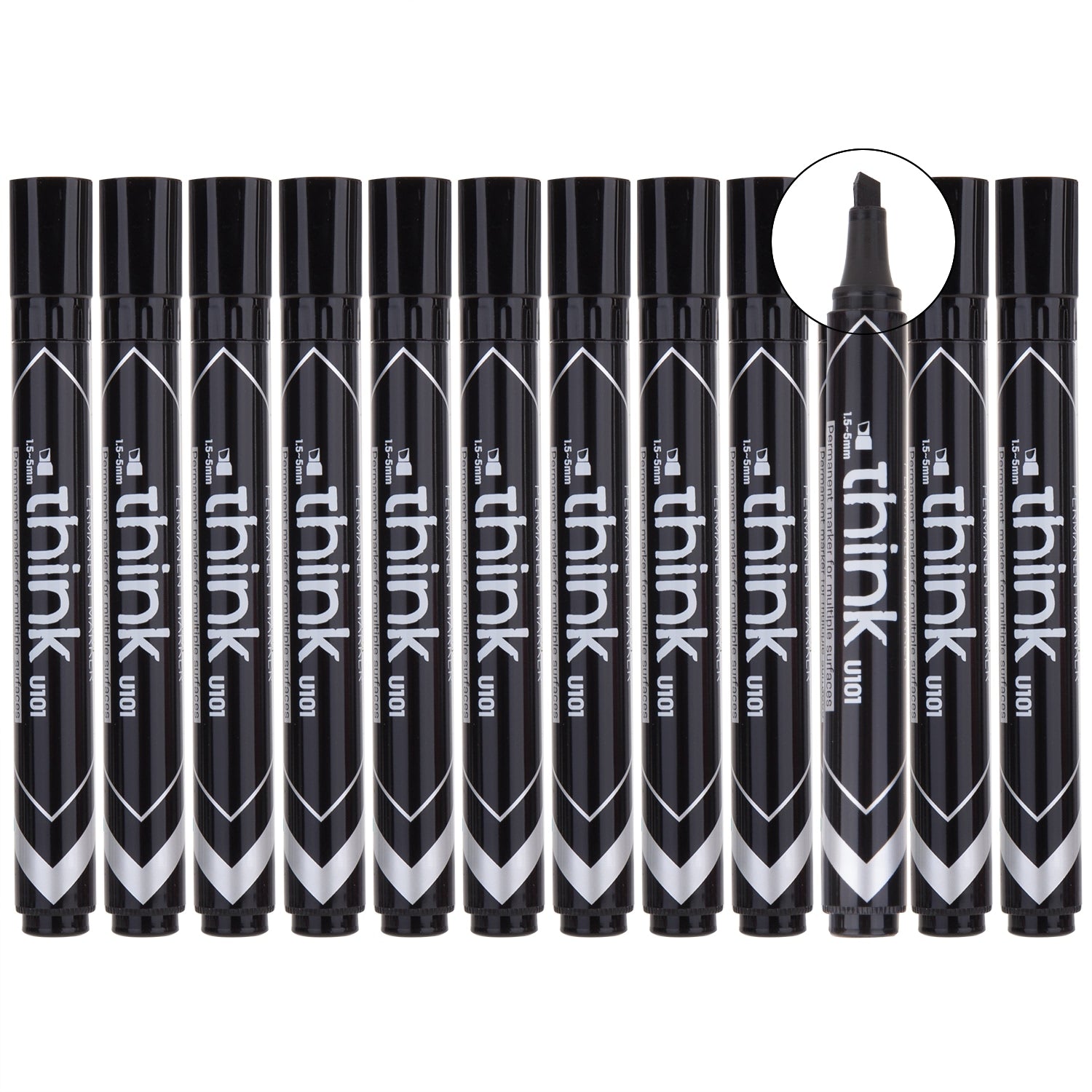 Deli Permanent Marker Chisel 1.5-5mm Black - (EU10120) - Al Masam Stationery LLC