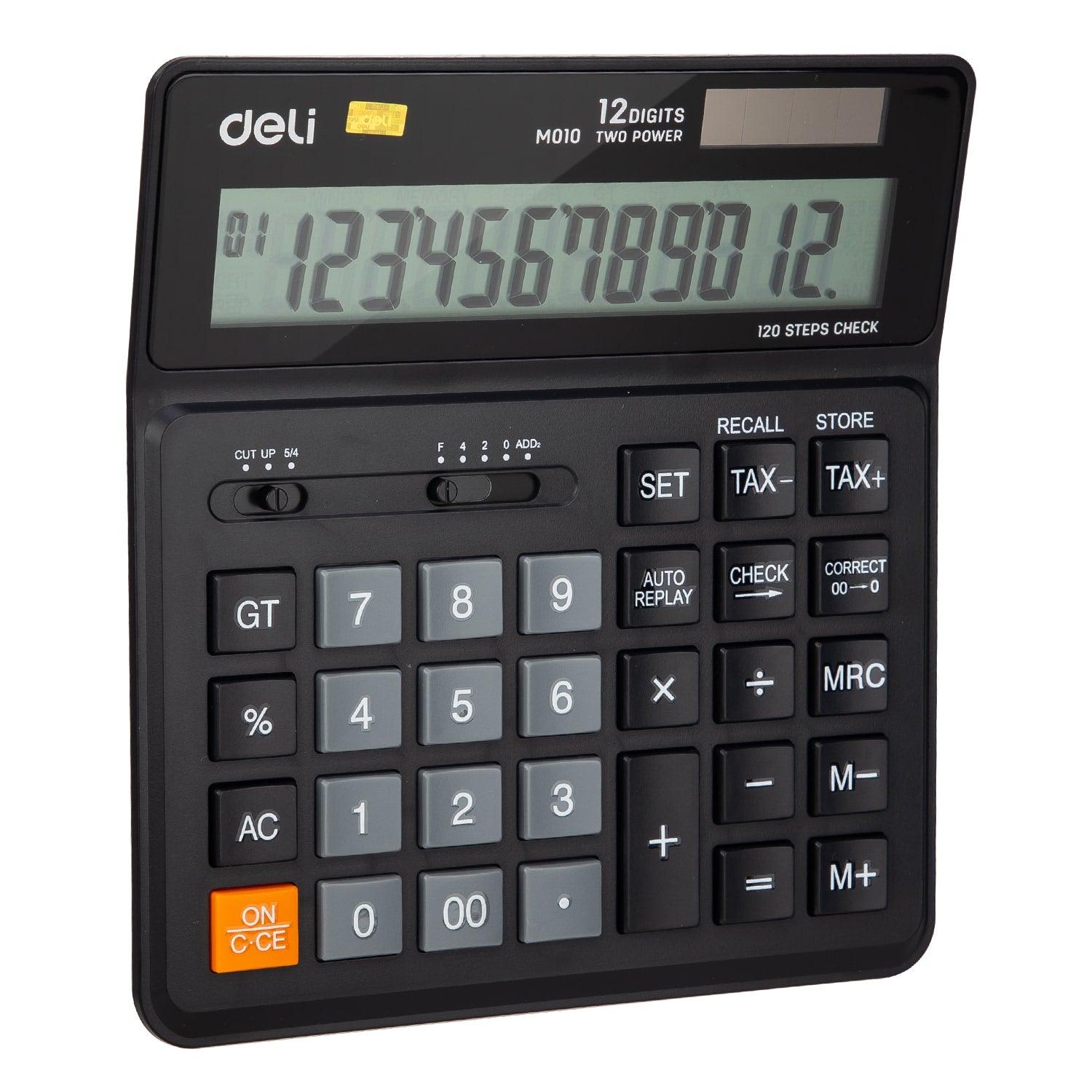 Deli 120-check Tax Calculator 12-digit Black - Al Masam Stationery LLC