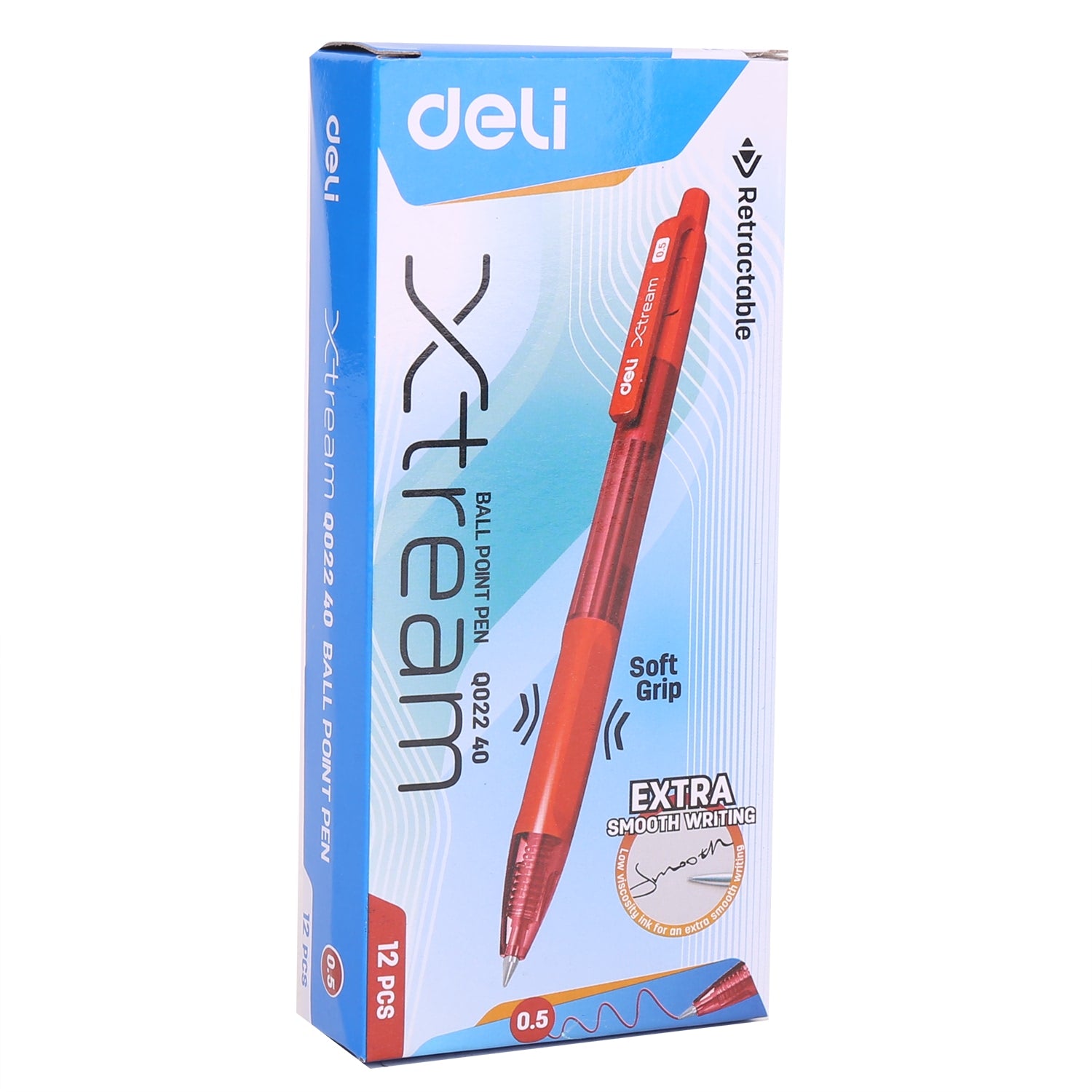 Deli Ball Point Pen Bullet tip 0.5mm - (Red) - Al Masam Stationery LLC